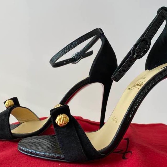 Christian Louboutin BNIB STANI Sandal 100 Jurassic Size 37 Black Suede